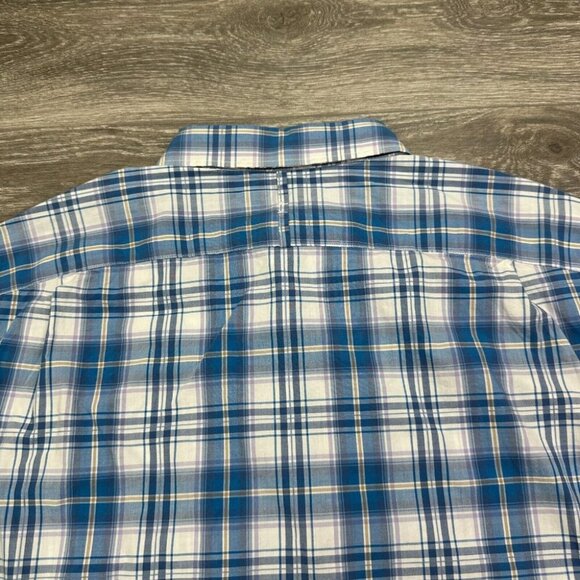Banana Republic Soft Wash Dress Shirt Men's Large Blue Plaid Button Up Preppy - Picture 7 of 13